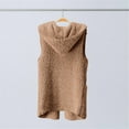 thumbnail image 3 of Baqcunre Fuzzy Coat, Women's Hooded Plush Sleeveless Vest Coat Top 1Pc Top Khaki S, 3 of 7