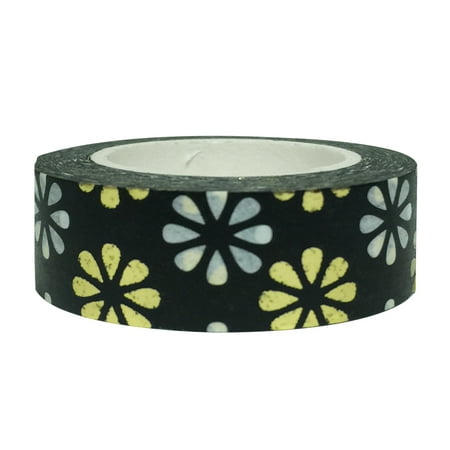 Wrapables® Colorful Washi Masking Tape, Black and Gold Deco Chrysanthemum