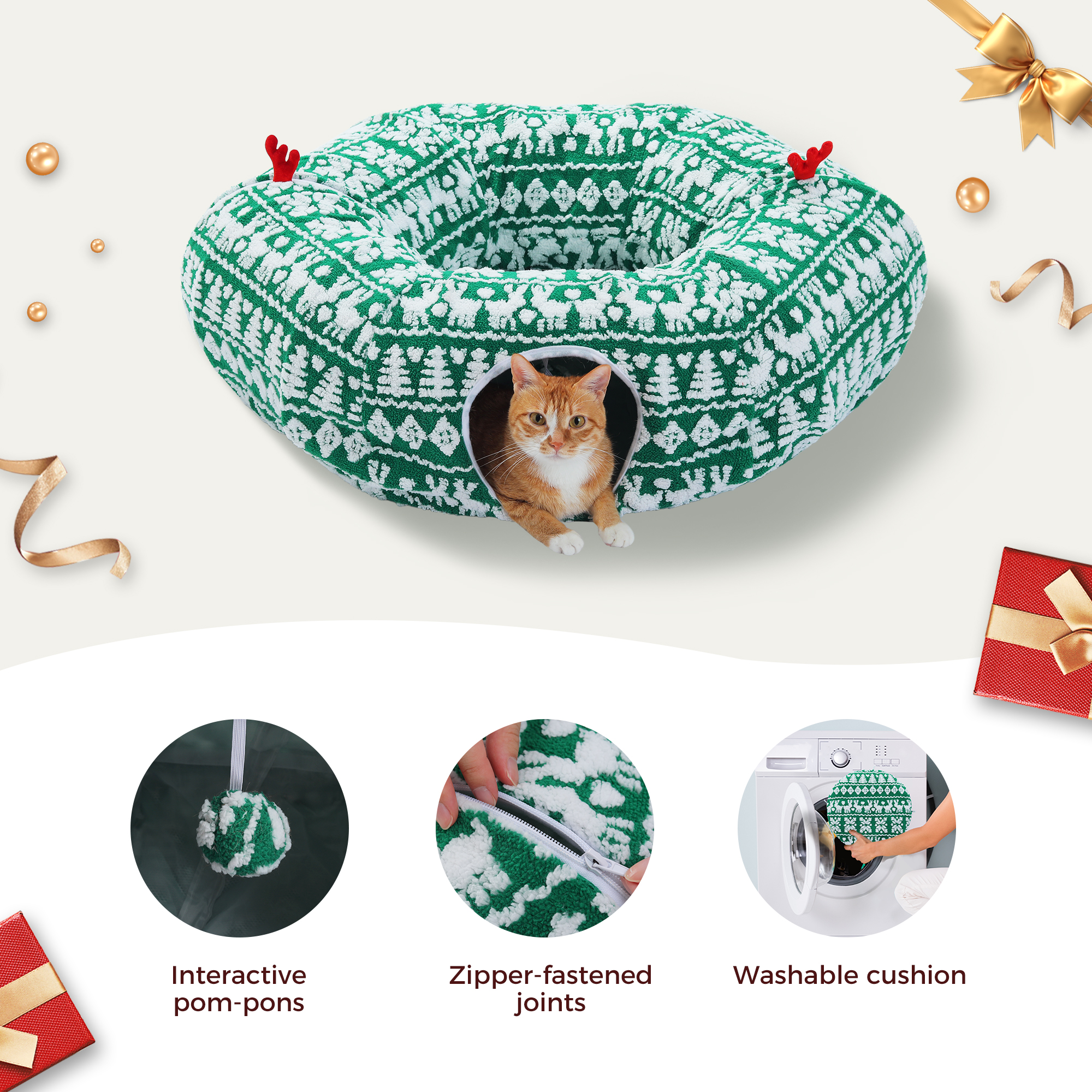 PAWZ Road 34" Cat Tunnel with Plush Ball and Resting Mat photo 7