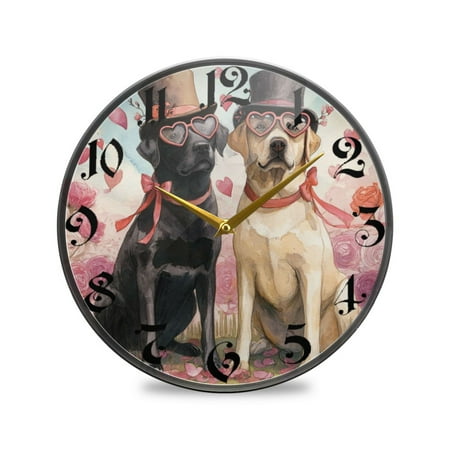 WOBOGO Labrador Dogs Acrylic Wall Clock Battery Operated 11.9in Silent No Tick Bedroom Living Room Office Classroom Decoration