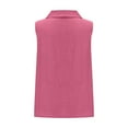 thumbnail image 5 of CFLVAEK Cotton Linen Tank Top for Women Casual Collared Tops Loose Fit Sleeveless Going Out Tanks Solid Color Beach Vacation Tops Hot Pink M, 5 of 6