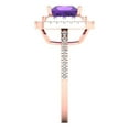thumbnail image 3 of 2.07 ctw with Simulated Diamond Halo Accents Anniversary Ring for Women | Princess Cut Natural Amethyst | Hyperallergenic Solid 14K Rose Gold, 3 of 5