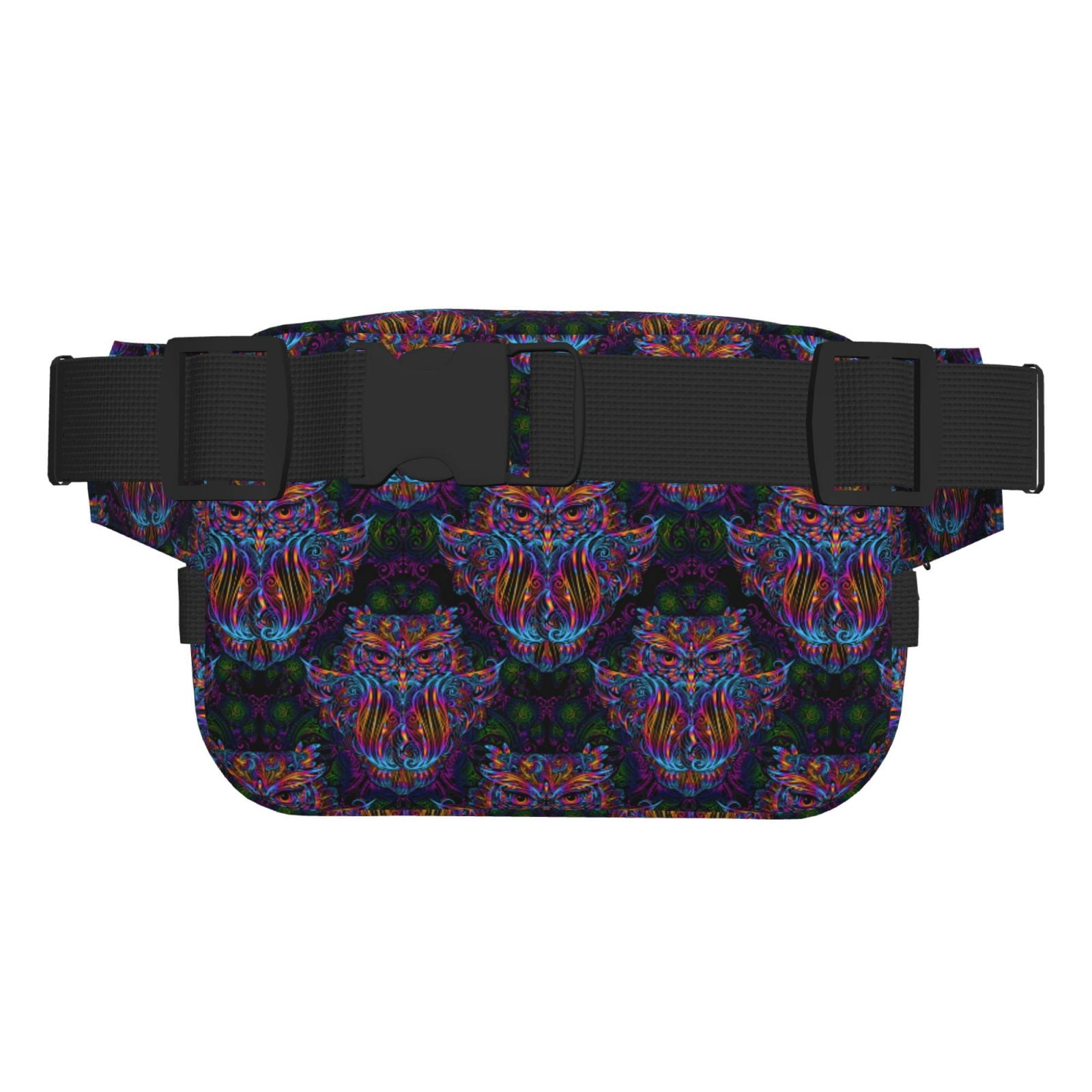 Picia Paisley And Owls Print Square Double-Layer Waist Bag Mini Adjustable Waist Belt Bag Exercise Running Travel Hiking