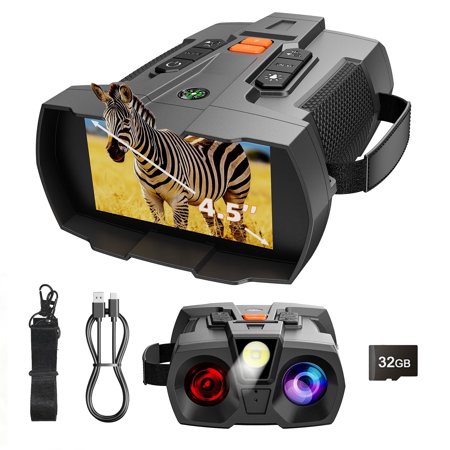 BEBANG Night Vision Binoculars for Adults 4.5 Large Screen 4K Night Vision Goggles 850nm Infrared 7 IR Levels 10X Digital Zoom 984FT Viewing Range for Wildlife Camping Security