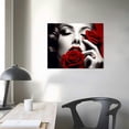 thumbnail image 4 of Lingy Red and Black Bathroom Decor Canvas Art Print Sexy Woman Lip Nails and Red Rose Picture Makeup Manicure Poster Artwork for Spa Salon for Wall Decor Fashion Wall Art for Bedroom Decor 20x16in, 4 of 5