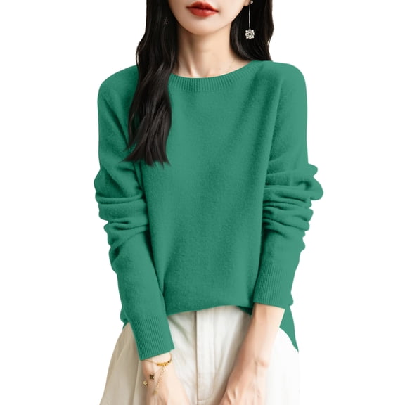 Sweaters for Women Half Crewneck Long Sleeve Jumper Knitted Pullover Warm Sweater Tops Green L