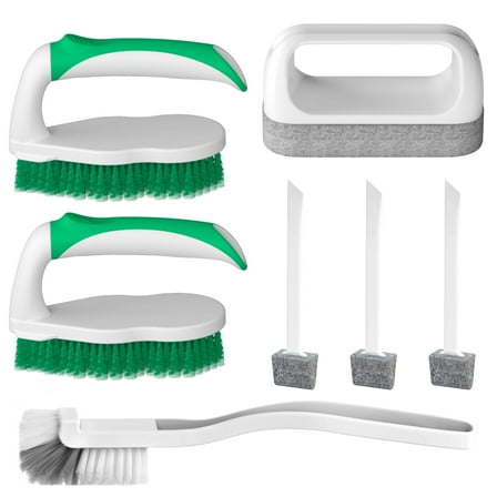 Propuri Deep Cleaning Brush Kit, Scrub Pads with Scraper Tip Scouring Pads, Floor  7 Pack Green