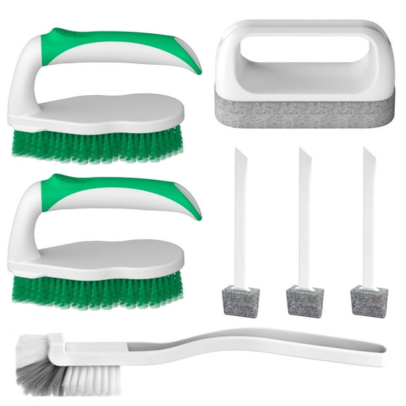 Propuri Deep Cleaning Brush Kit, Scrub Pads with Scraper Tip Scouring Pads, Floor  7 Pack Green