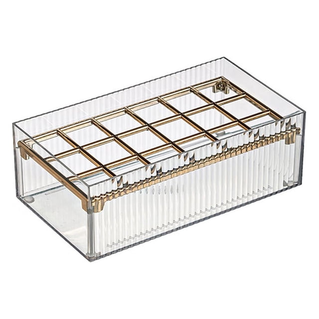 Vogacara Almacenamiento de escritorio de rejilla múltiple transparente para productos de maquillaje diario Caja de almacenamiento de Bolsas de maquillaje