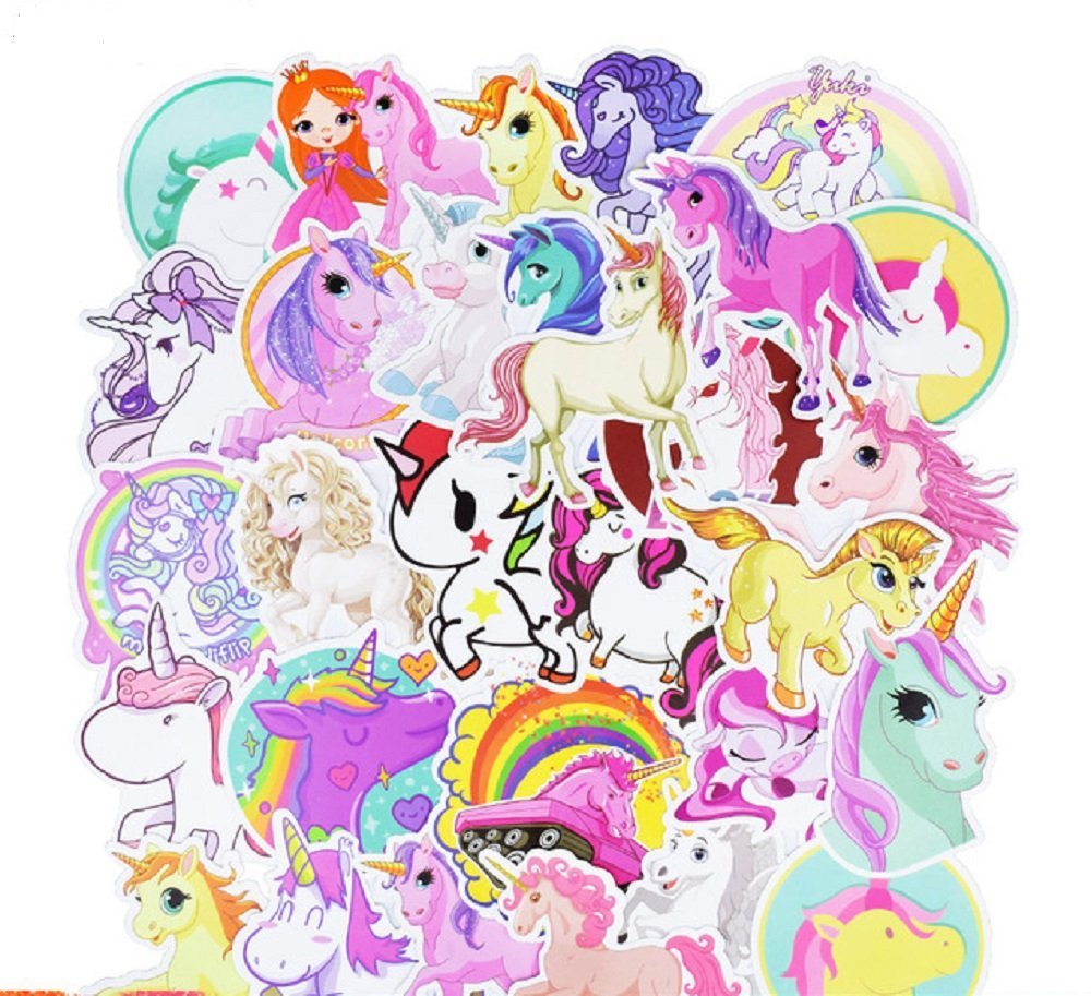 Divine Kids 30 Unicorn Themed Waterproof Stickers Set for decorating