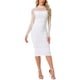 thumbnail image 2 of Vestido de malla INSPIRE CHIC para mujer, con cuello alto, manga larga, vestido de cóctel ajustado, color blanco, 2 of 6
