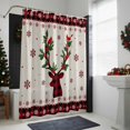 thumbnail image 4 of Christmas Deer Bathroom Shower Curtain Snowflake Cardinal Berry Leaf Plaid Linen Waterproof Washable Shower Curtains for Bathtub Bath Decor with Grommets and Hook 72 X 72 Inch, 4 of 8