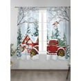 thumbnail image 2 of Christmas Red Truck Sheer Curtains 63 Inch Long 2 Panels, Pine Tree Winter Branches Xmas Farmhouse Light Filtering Rod Pocket Semi Sheer Curtains, Sheer Voile Drapes for Living Room Bedroom, 52"x63", 2 of 5