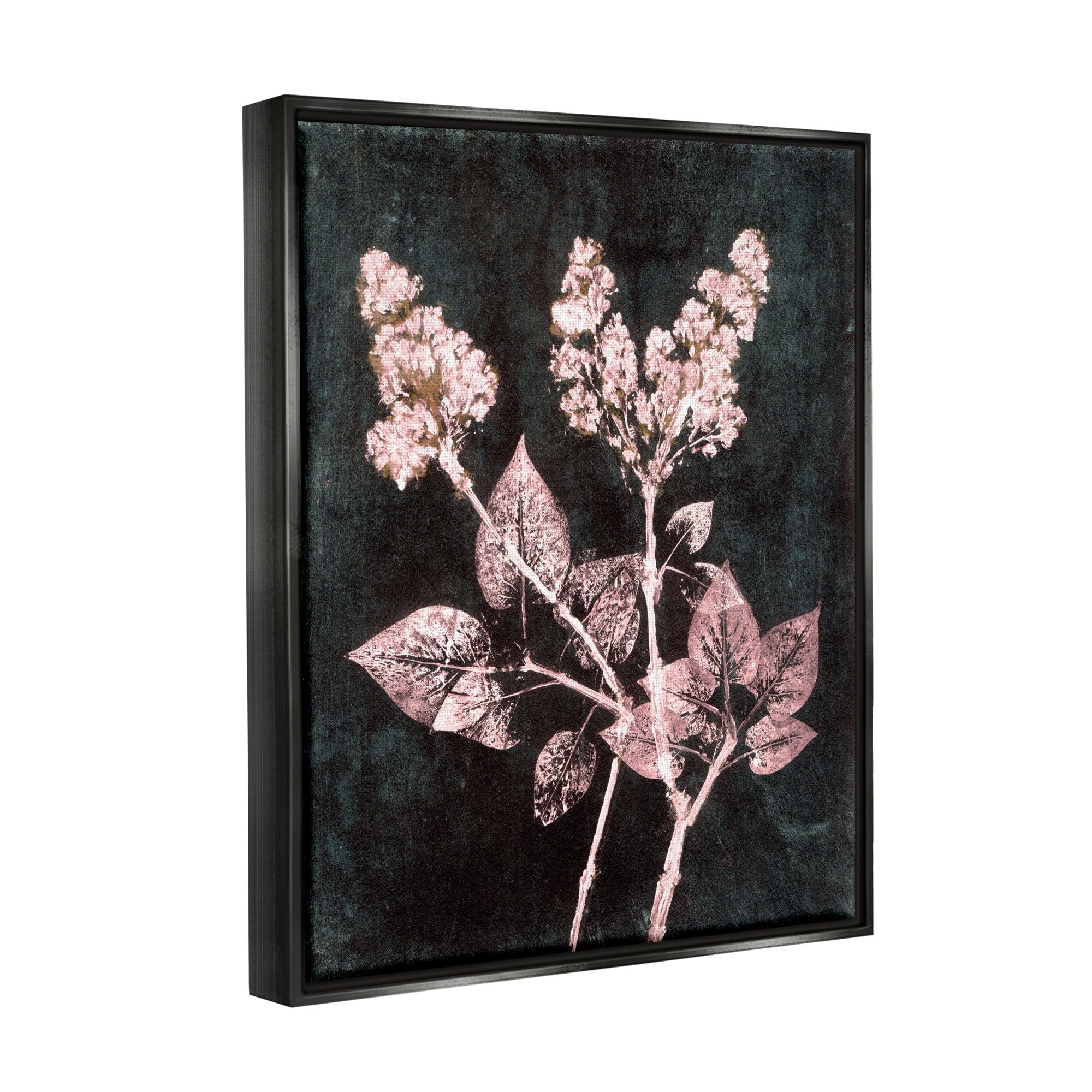 Stupell Industries Abstract Lilac Plant Botanical & Floral Painting Black Floater Framed Art Print Wall Art, 25 x 31