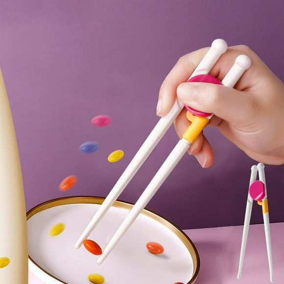 Juego de palillos reutilizables fáciles de usar para niños de 3 a 8 años | Vajilla de aprendizaje para principiantes | Plástico ABS seguro y ergonómico | Par de 6,3 pulgadas | Verde Rojo | Lavaplatos