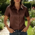 thumbnail image 4 of Nkmbld Womens Top Satin Blouse Short Sleeve Silk Tops Button Down Shirts Business Casual Outfits, 4 of 6