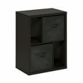 thumbnail image 2 of Furinno Viola Standing Storage Shelf with Two Storage Bins, Dark Oak/Black, 2 of 7