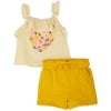 Little Lass Baby Girls 2-pc. Floral Heart Short Set 12 Months Yellow