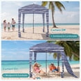 thumbnail image 3 of Gianna 7.1' x 7.1' Beach Canopy Tent with Side Wall, Easy Setup Sun Shade with Sand Pockets, Coral Tropical, Drak Blue, 3 of 5