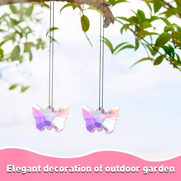 Billuyoard Atrapasueños de arcoíris de cristal delicado, fácil de colgar, atrapasueños de arcoíris de mariposa de cristal ampliamente Jardín y Patio Transparente