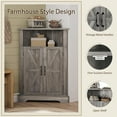 thumbnail image 5 of Smuxee Bathroom Corner Storage Cabinet, Farmhouse Floor Corner Cabinet with Barn Door and Adjustable Shelf, Wash Grey Narrow Cabinet Organizer for Bathroom, Living Room, Kitchen, 5 of 18