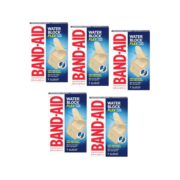 BandAid Water Block Flex Adhesive Bandages, Extra Large, 7 Count