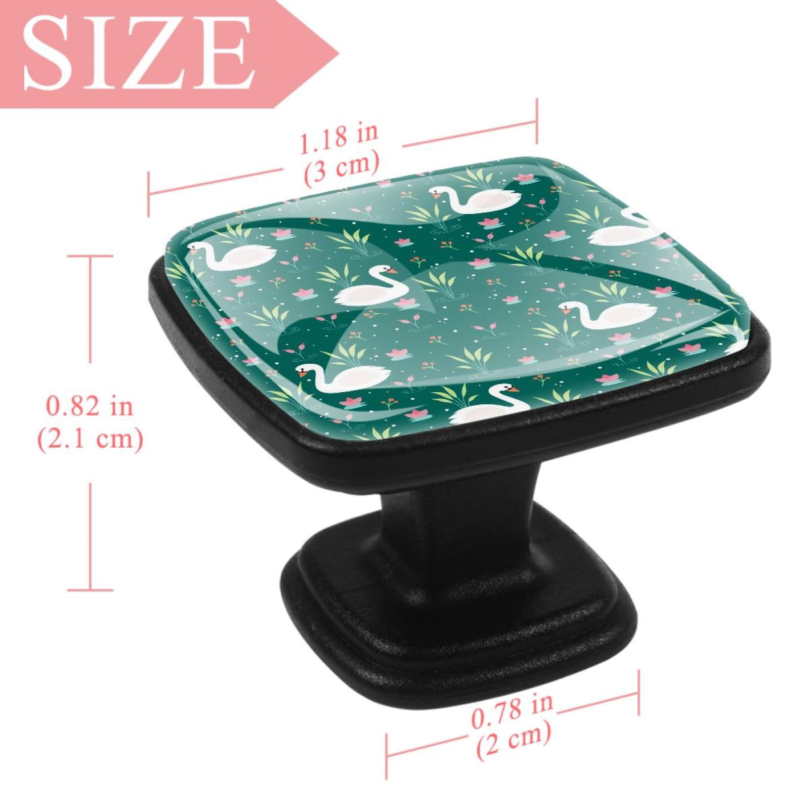 4 Pcs Square Cabinet Handle Cupboard Knob Drawer Pulls Handle Elegant Swan Drawer Knobs with Screws Furniture Decoration