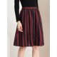 thumbnail image 2 of Allegra K Falda Mujer Midi A Rayas Con Botones Y Elástica, dos colores Negro rojo XS, 2 of 6