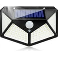 thumbnail image 1 of Luces solares para exteriores, luces solares superbrillantes con carga rápida para un amplio ángulo de iluminación y sensor de movimiento PIR sensible, 100 LED con reflector de luces para garaje,, 1 of 5
