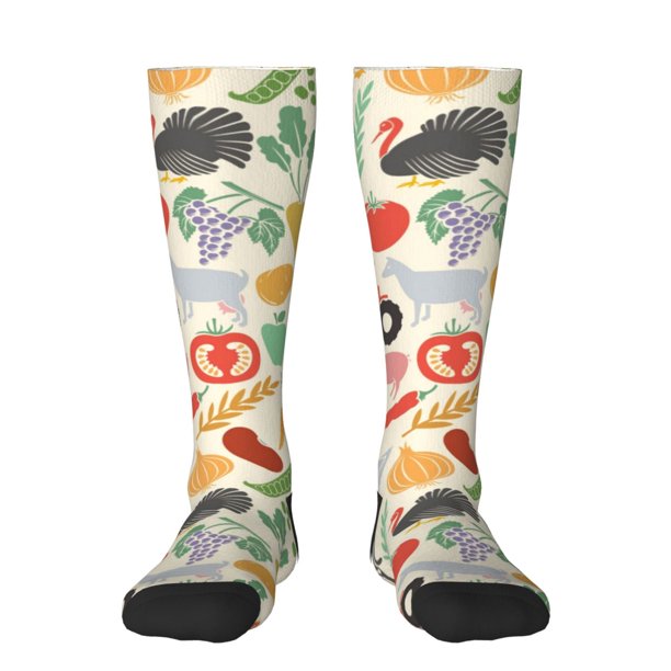 Fotbe Farm Calcetas Divertidas Estampadas para Hombre y Mujer, Calcetas de Algodón hasta la Rodilla para Caminar, Correr, Enfermería y Embarazo