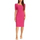 thumbnail image 2 of Vestido de Lápiz INSPIRE CHIC para Mujeres con Mangas Abullonadas, Abertura Trasera, Casual de Negocios, Cuello Cuadrado, Talla XL, Rojo Rosa, 2 of 6