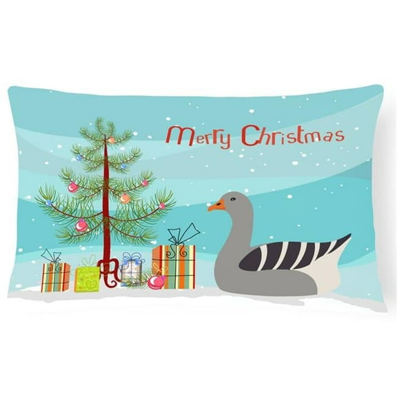 Carolines Treasures BB9260PW1216 Pilgrim Goose Christmas Canvas Fabric Decorative Pillow, Teal, 12H x16W, multicolor