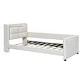 thumbnail image 6 of ARCTICSCORPION Twin Size Storage Headboard Modern Platform Bed with Footboard, Beige, 6 of 7