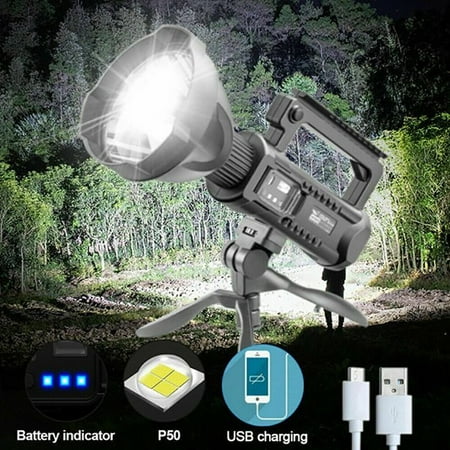 

Xhp70 Led Flashlight Work Light Usb Rechargeable Searchlight 4 Modes