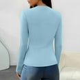 thumbnail image 4 of TKLPEHG Long Sleeve Shirts for Women Fitted Lightweight Slim Stretch Basic Tops Crew Neck Solid Color Spring Lightweight Soft Ladies Tops Shirt (Z01_Light Blue,L), 4 of 9