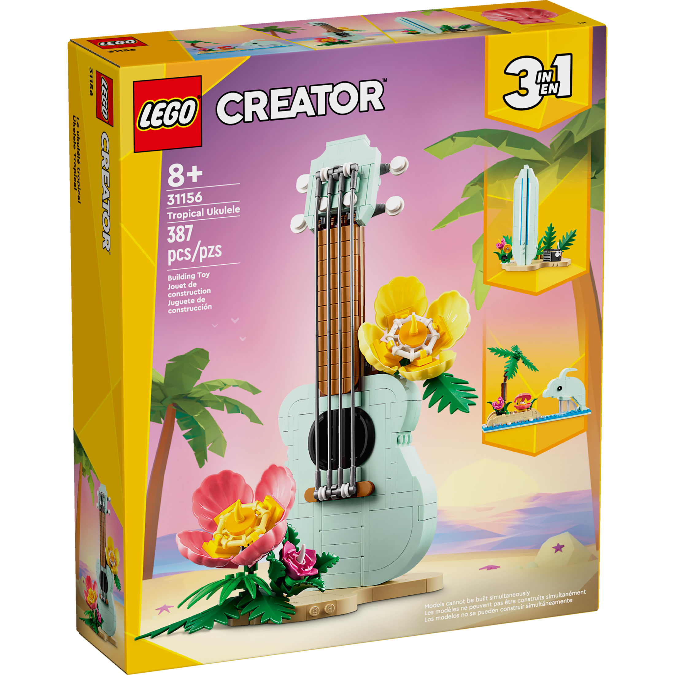 LEGO Creator 3 en 1 Ukelele Tropical - Juguete de Construcción para Exhibir, para Niños, Niñas y Adolescentes, Mayores de 8 Años - Regalo de Cumpleaños - Crea Ukelele, Tabla de Surf o Delfín - 31156 2