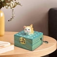 thumbnail image 3 of Caja de música de madera para madre/mamá Caja de música con de mano de madera Regalos ideales para el Día de la Madre/Cumpleaños/Día de San Valentín gato amarillo Salvador Dali Caja de música de madera, 3 of 5