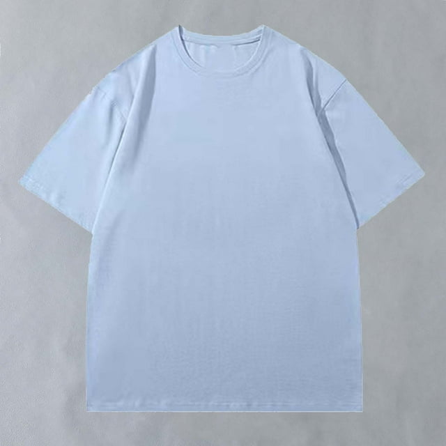 asjyhkr T-Shirts pour Hommes Coton Été 2025 Col Rond Manches Courtes Hauts Coupe Ample Confortables T-Shirts Unis