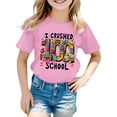 thumbnail image 2 of ZHOGXU Kids Teens Girls T Shirts Short Sleeve Crew Neck Back To School Graphic Print Loose Fit Comfortable Top Tees For Casual Daily Wear,Pink,4-5 Years, 2 of 4