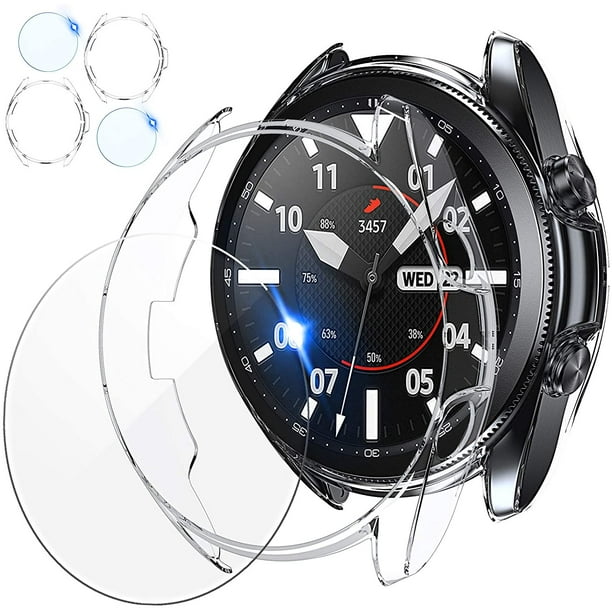 2 2pack Compatible Samsung Galaxy Watch 3 45mm Screen Protector And Case 2 Pack Tempered Glass Protective Film And 2 Pack Tpu Watch Cover Accessories Set For Galaxy Watch3 45 Titanium 41mm Walmart Com