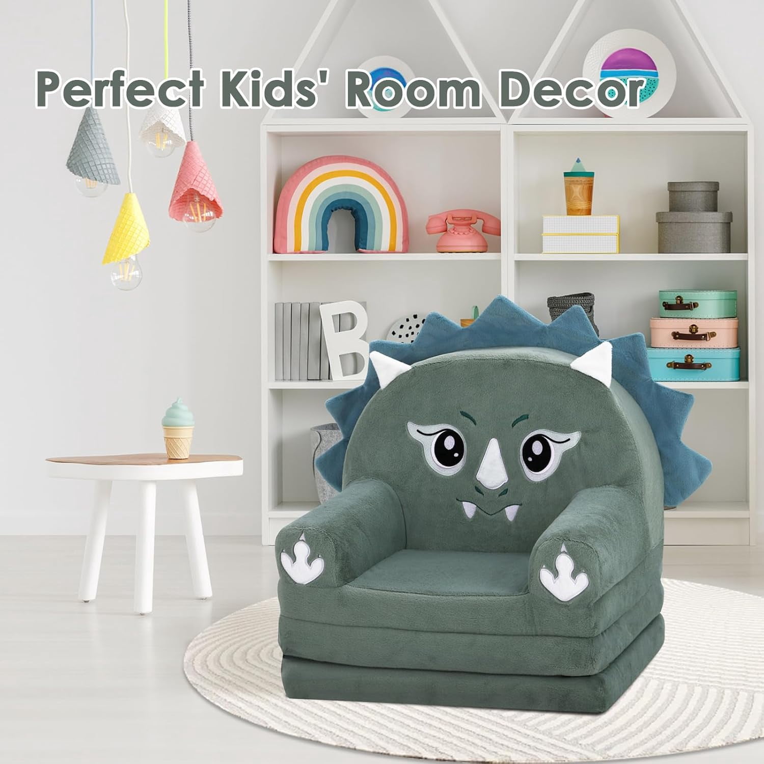 Kids Couch  Foldable Kids Sofa to Lounger 2 in 1 Toddler Chair Plush  Sleeper Chair for Playing and Napping, Birthday Gifts for Boys and Girls