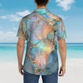 thumbnail image 3 of Lsque Pastel Abstract Fluid Art pattern Hawaiian Shirt for Men, Unisex Summer Beach Casual Short Sleeve Button Down Shirts-Large, 3 of 9