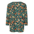 thumbnail image 4 of CYMMPU Shirts Floral Printed 3/4 Length Sleeve Crewneck Dressy Tunic Tops Basic Tees Casual Business Work Blouses Summer Fall 2025 Clothes for Women Multicolor XL, 4 of 5