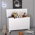 thumbnail image 6 of Toy Storage Organizer, Kids Storage Bench with 2 Hinges and MDF Structure, Girls Boy Toy Storage Box for Building Blocks, Books, Kids Storage Bench for Entryway, Bedroom, Playroom, White, R2562, 6 of 7