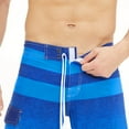 thumbnail image 4 of Aayomet Mens Swim Trunks Summer Casual Striped Splicing Suit Waist Adjustable Drawstring Triangle Liner Pocket (Blue, 40), 4 of 5