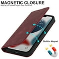 thumbnail image 2 of Feishell Wallet Case for iPhone 14 Plus,Built-in Magnet Compatible with Magsafe Charger,Premium PU Leather Magnetic Closure Flip Holder RFID Blocking Card Slots Anti-falling Phone Cover,Red, 2 of 12