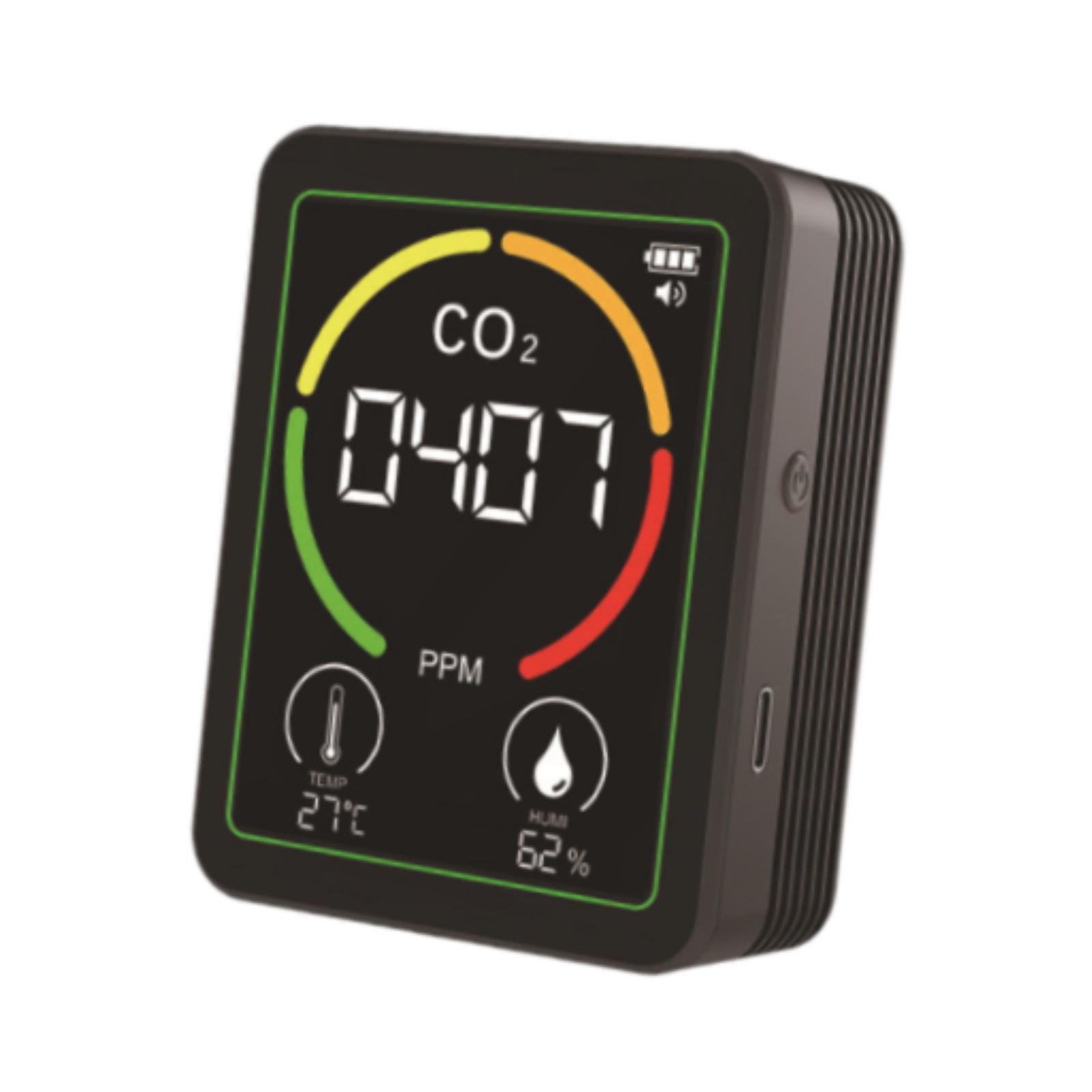 Miulika Air Quality Detector, Humidity Meter, Multifunctional Digital Air Analyzer, Real-time Display for Warehouse, Hotel, Kitchen, Garden black