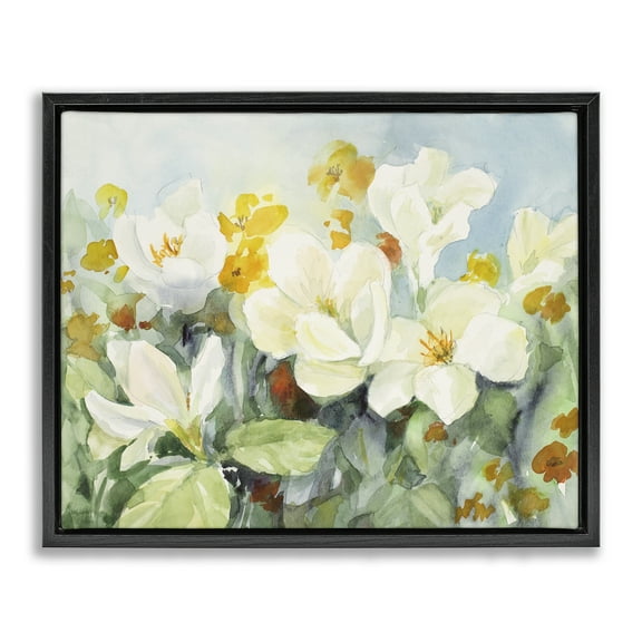 Stupell Industries Early Spring Meadow Botanical & Floral Painting Black Floater Framed Art Print Wall Art, 21 x 17