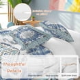 thumbnail image 3 of Blue Boho Bedding 3 Piece Duvet Cover Set Twin Size, Farmhouse Bohemian Medallion Oriental Flower Soft Microfiber Comforter Cover with Zipper Closure & Pillowcases, FadeResistant Quilt Cover, 3 of 9