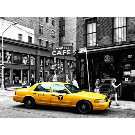 Urban Scene, Yellow Taxi, Prince Street, Lower Manhattan, NYC, Black and White Photography Colors Print Wall Art By Philippe (Best Places For Street Photography Nyc)